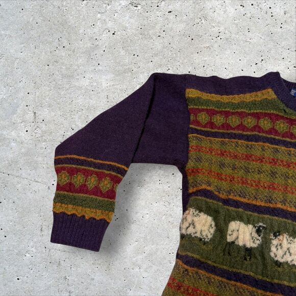 Vintage Acorn Pure Wool Sheep Sweater L Made in Great Britain Distressed Holes - Picture 4 of 14
